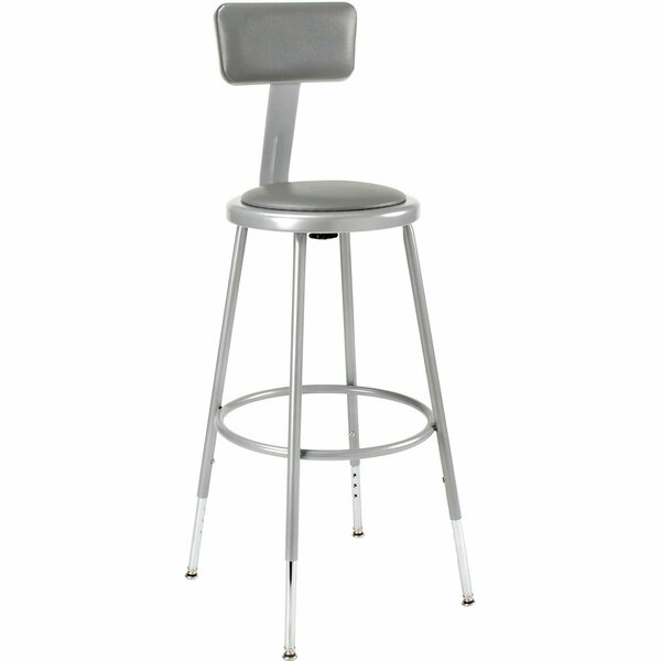 Interion By Global Industrial Interion Steel Shop Stool w/Backrest and Padded Seat, Adjustable Height 25, 33, GRY, 2PK 244873